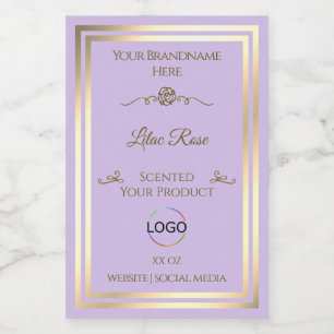 Subtiel Lila Product Label Goud Lijst met Logo Voedselcontainer Etiket