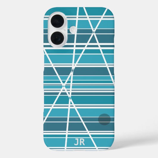 Subtiel Monogram Aqua en wit Abstract Case-Mate iPhone Case (Achterkant)