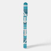 Subtiel Monogram Aqua en wit Abstract Case-Mate iPhone Case (Achterkant / Rechts)