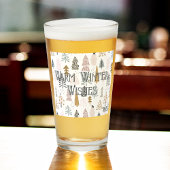 Subtiel monogram, rustieke winterbomen pint bier glas