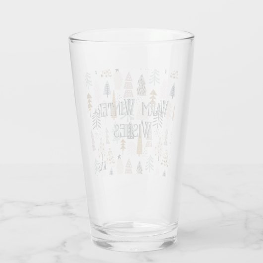 Subtiel monogram, rustieke winterbomen pint bier glas (Achterkant)