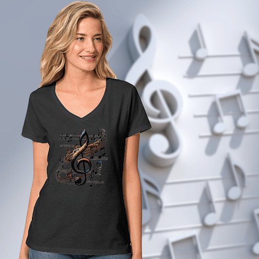 Subtiel Musical Design V-hals T-shirt