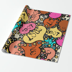 Subtiel patroon met klein oranje, zwart en cadeaupapier