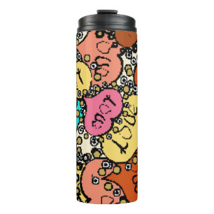 Subtiel  patroon met klein oranje, zwart en thermosbeker