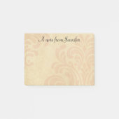 Subtiel Roze en beige Damask met aangepaste naam Post-it® Notes (Voorkant)