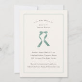 Subtiel Sage Green Bow Classic Baby shower Kaart (Voorkant)