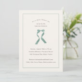 Subtiel Sage Green Bow Classic Baby shower Kaart (Staand voorkant)