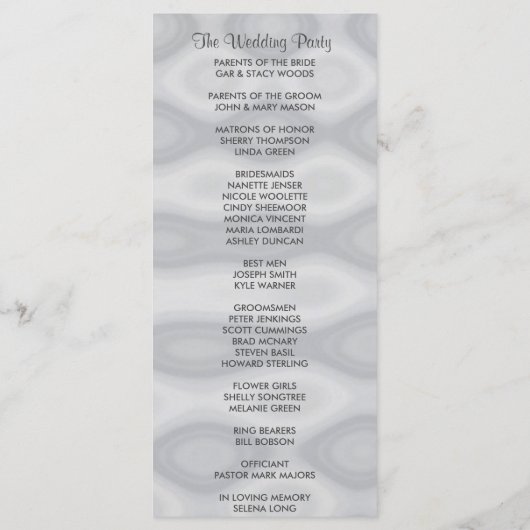 Subtiel Zilveren Trouwprogramma Programmakaart (Achterkant)