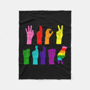 Subtiele anti-Trump ASL Gebarentaal LGBTQ+ Resist Fleece Deken