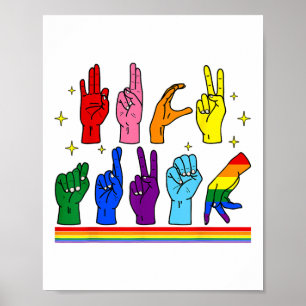 Subtiele anti-Trump ASL Gebarentaal LGBTQ+ Resist Poster