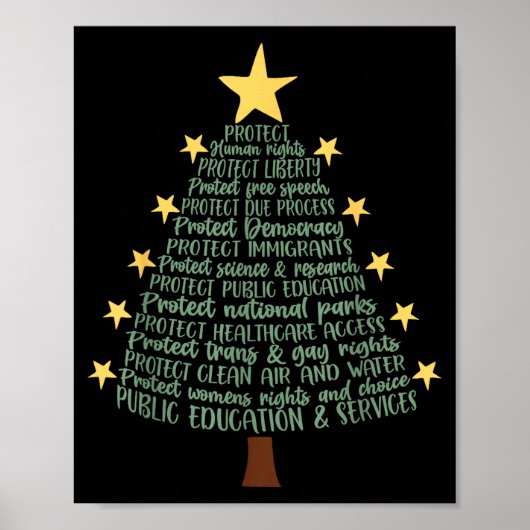 Subtiele anti-Trump grappige kerstboom Poster (Voorkant)