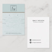 SUBTIELE AQUA BLUE STIPPEN KETTING OORBEL DISPLAY VISITEKAARTJE (Voorkant / Achterkant)