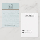 SUBTIELE AQUA BLUE STIPPEN KETTINGEN ARMBAND DISPL VISITEKAARTJE (Voorkant / Achterkant)