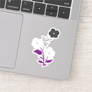 Subtiele aseksuele vlag bloemen sticker