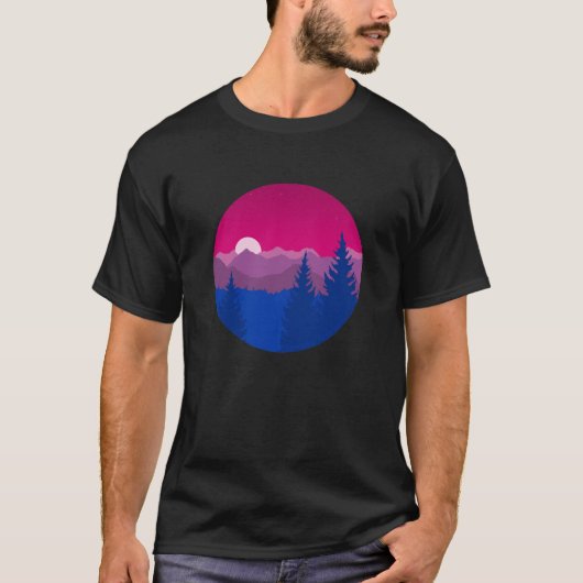 Subtiele biseksuele pride vlag berglandschap vinta t-shirt (Voorkant)