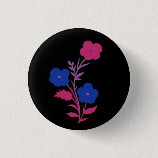 Subtiele biseksuele vlag bloemen ronde button 3,2 cm (Voorkant)