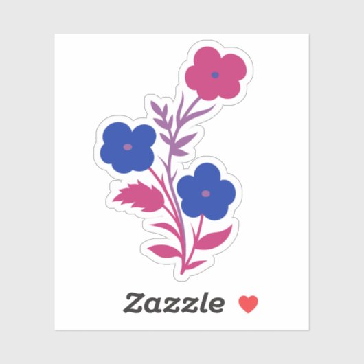 Subtiele biseksuele vlag bloemen sticker (Vel)