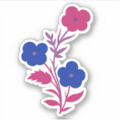Subtiele biseksuele vlag bloemen sticker (Voorkant)