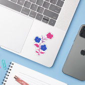 Subtiele biseksuele vlag bloemen sticker (Laptop met iPhone)