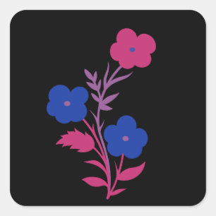 Subtiele biseksuele vlag bloemen vierkante sticker