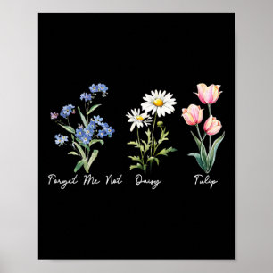 Subtiele bloem 8647 Trump-bloemen Vergeet-mij-niet Poster