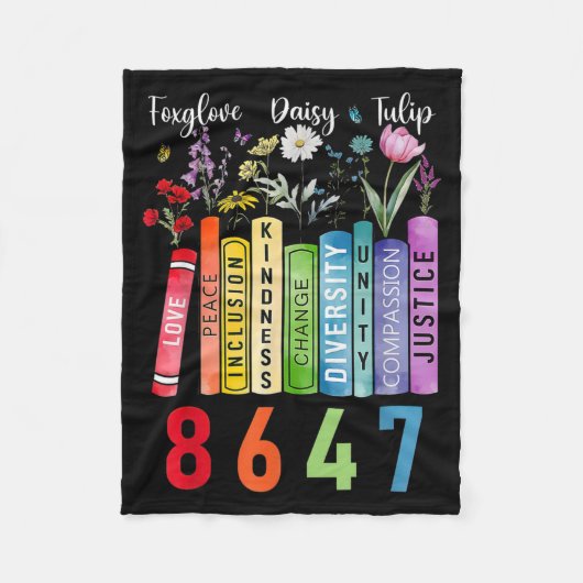 Subtiele Bloemen Foxglove Daisy Tulip Boekenliefhe Fleece Deken (Voorkant)