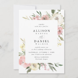 Subtiele Bloemen | Lijst Huwelijksuitnodiging Kaart