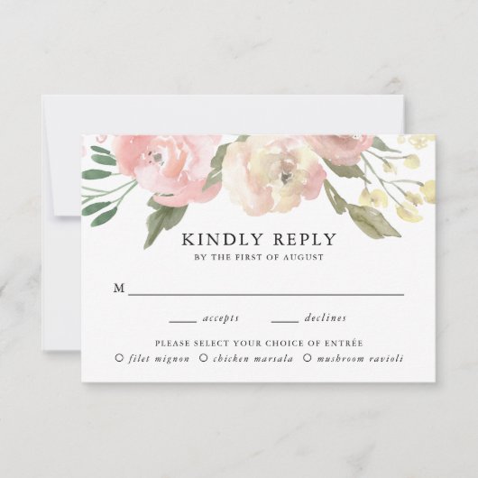 Subtiele bloemen | Maaltijdkeuze bruiloft RSVP Kaa (Voorkant)