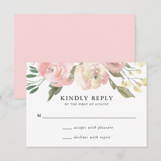 Subtiele bloemen | Wedding RSVP Kaart (Voorkant / Achterkant)