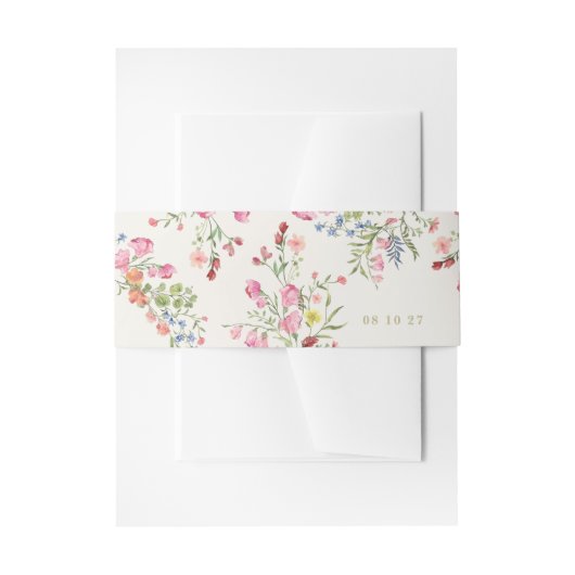 Subtiele bloemenlente bruiloft uitnodigingen wikkel (Voorkant Voorbeeld)