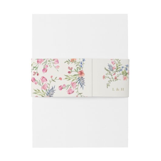 Subtiele bloemenlente bruiloft uitnodigingen wikkel (Achterkant Voorbeeld)