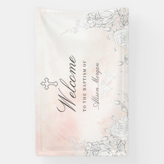 Subtiele bloesemdoop welkom spandoek (Verticaal)