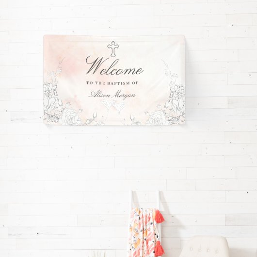 Subtiele bloesemdoop welkom spandoek (Insitu)