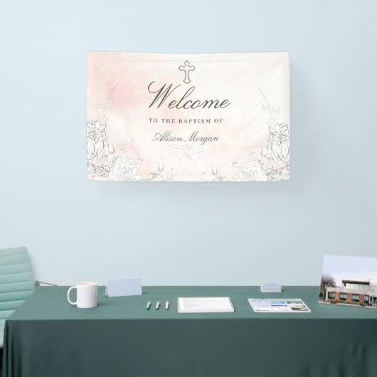 Subtiele bloesemdoop welkom spandoek (Beurs)