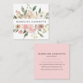 Subtiele Blooms Waterverf Bloemen Vierkante Visitekaartje (Voorkant / Achterkant)