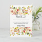 SUBTIELE BLOZEN PERZIK ROZE WATERVERF FLORALE TROU BEDANKKAART (Staand voorkant)