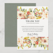 SUBTIELE BLOZEN PERZIK ROZE WATERVERF FLORALE TROU BEDANKKAART (Voorkant / Achterkant)