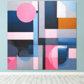 Subtiele Blues & Pinks in Geometrische abstractie Canvas Afdruk (Insitu (Houten vloer))