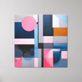 Subtiele Blues & Pinks in Geometrische abstractie Canvas Afdruk (Voorkant)