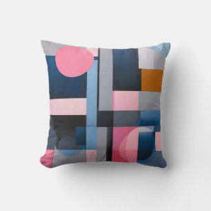 Subtiele Blues & Pinks in Geometrische abstractie Kussen