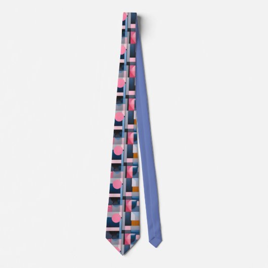 Subtiele Blues & Pinks in Geometrische abstractie Stropdas (Voorkant)