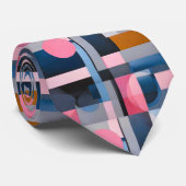 Subtiele Blues & Pinks in Geometrische abstractie Stropdas (Opgerold)