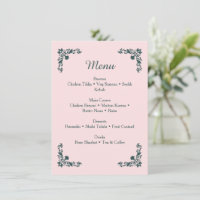 Subtiele Blush & Leigrijze Bloemendiner Menu