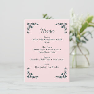 Subtiele Blush & Leigrijze Bloemendiner Menu