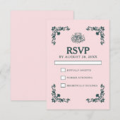Subtiele Blush & Leigrijze Islamitische Trouwdag RSVP Kaartje (Voorkant / Achterkant)
