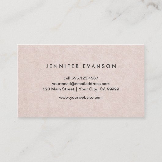 Subtiele Blush Roze Elegante Papier Textuur Visitekaartje (Achterkant)