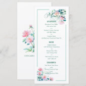 Subtiele Botanische Blush Roze Pioen Bloemen Bruil Menu (Voorkant / Achterkant)