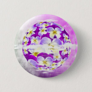 Subtiele, eenvoudige viooltjespensbloempatroonbol ronde button 5,7 cm