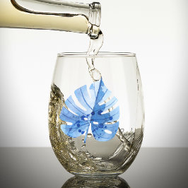 Subtiele elegante naam, kobalt tropisch Monstera b Wijnglas Zonder Voet