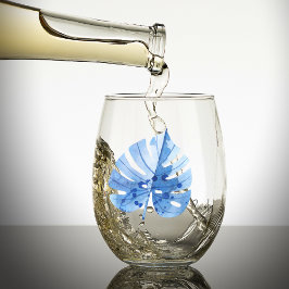 Subtiele elegante naam, kobalt tropisch Monstera b Wijnglas Zonder Voet